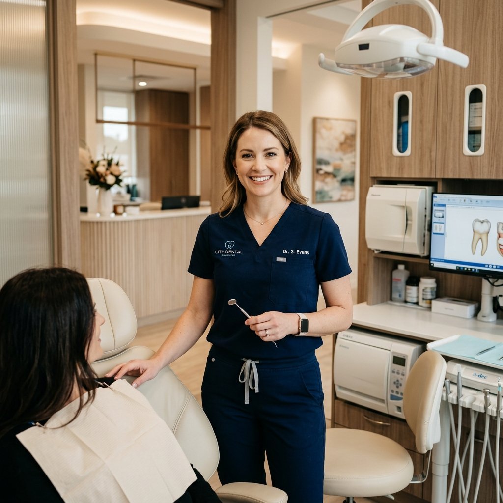 Friendly dentist preparing a patient for a comfortable wisdom tooth extraction.