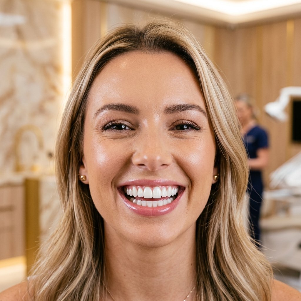 Sparkling white teeth after professional dental whitening treatment.